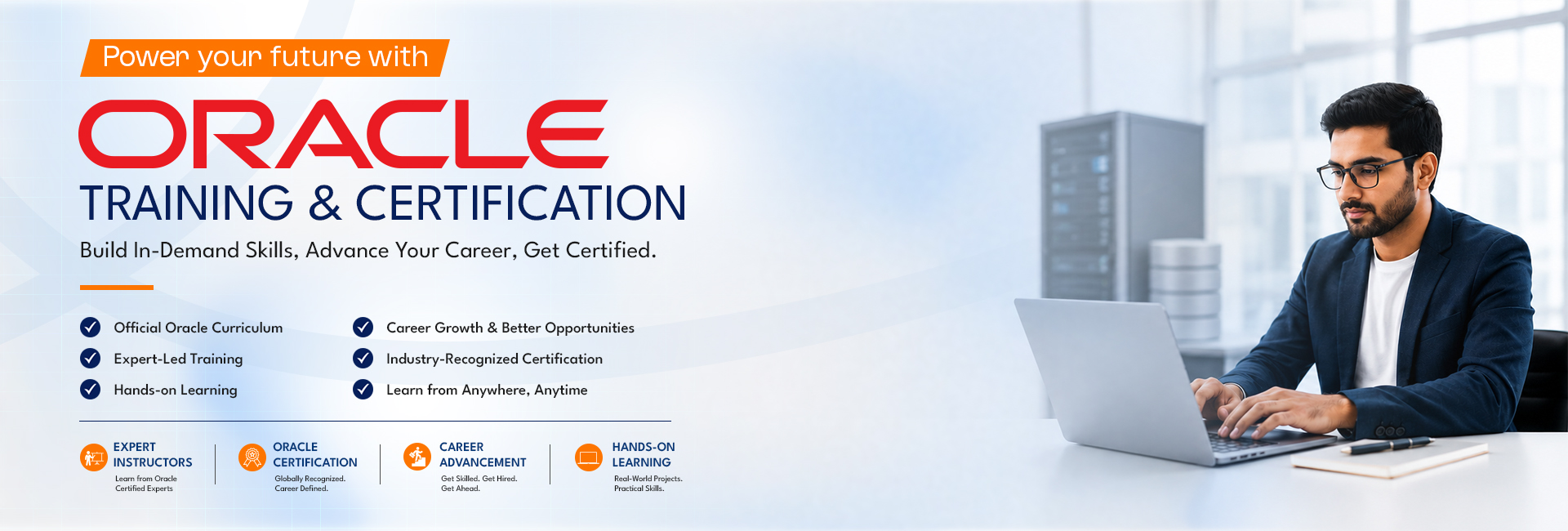 Power your future with Oracle training and certification. Build in-demand skills, advance your career, get certified. Official Oracle curriculum, expert-led training, hands-on learning and industry-recognised certification. Learn from anywhere, anytime.