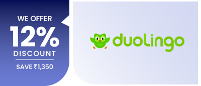 Duolingo voucher — we offer 12% discount, save ₹1,350.